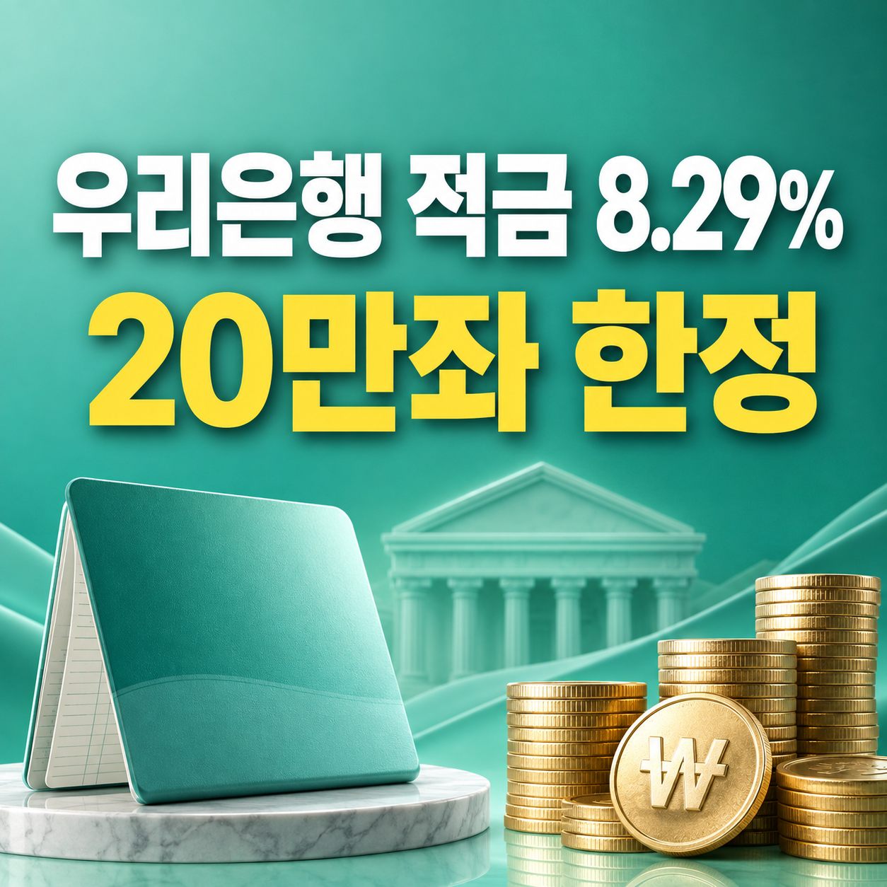 우리의 소원 적금 최고 연 8.29% 20만 좌 한정