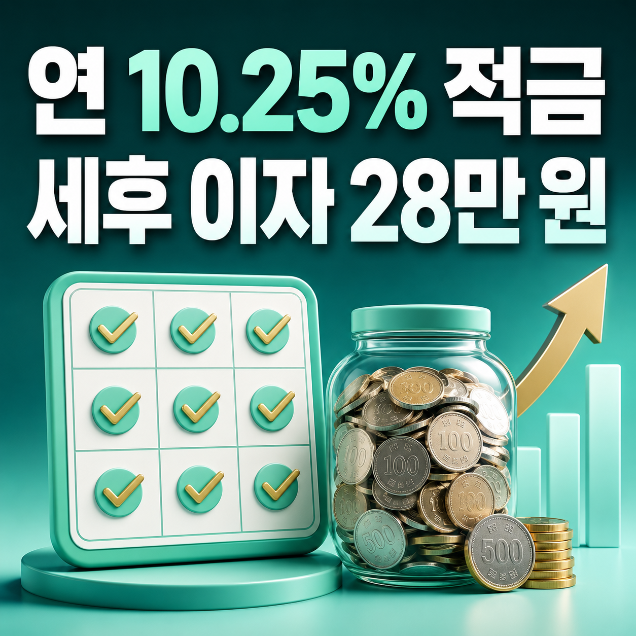 우리 빙고 적금 연 10.25%와 월 50만 원 납입 시 세후 이자 28만 원