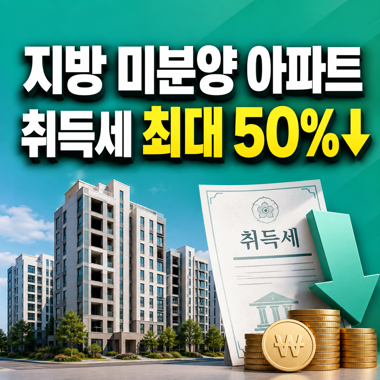 미분양 아파트 취득세 최대 50% 감면