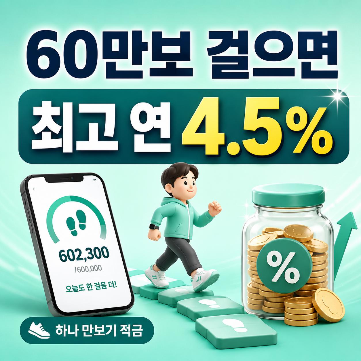 하나 만보기 적금 시즌2 최고 연 4.5% 60만보 우대조건과 실제 이자