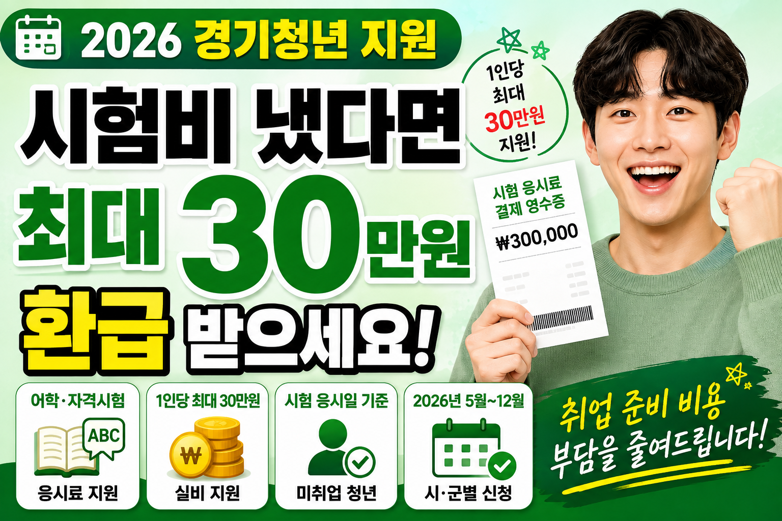 2026 경기청년 어학 자격시험 응시료 최대 30만 원 지원