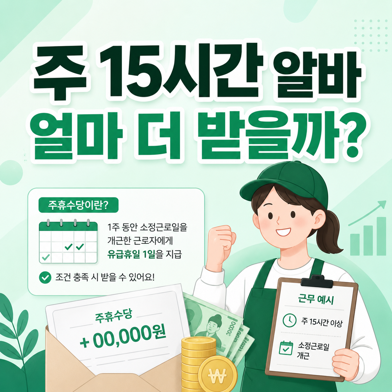 2026 주휴수당 최저시급 1만320원 기준 주 15시간 알바 계산 안내