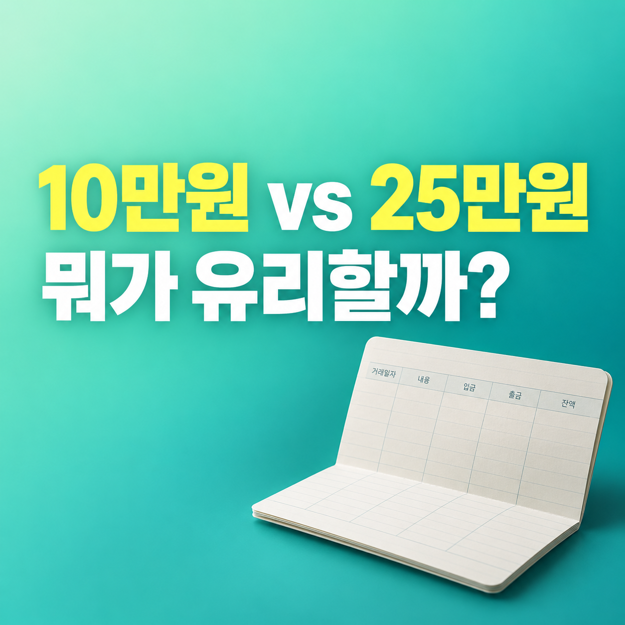 2026 청약통장 월 납입 인정액 25만원과 10만원 비교