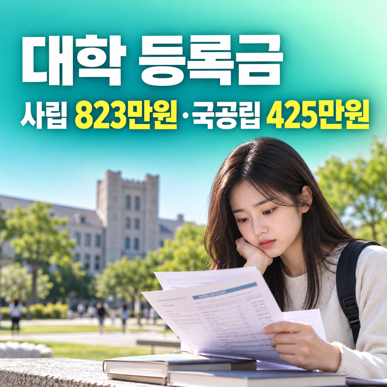 2027 대학 등록금 사립대 국공립대 계열별 평균 비교