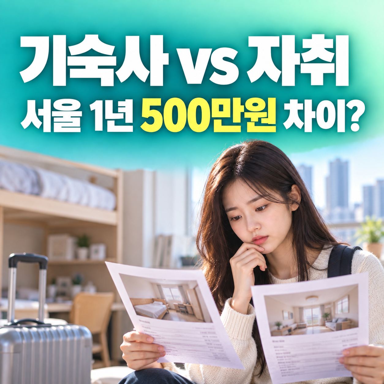 대학 기숙사 vs 자취 서울 1년 주거비 비교