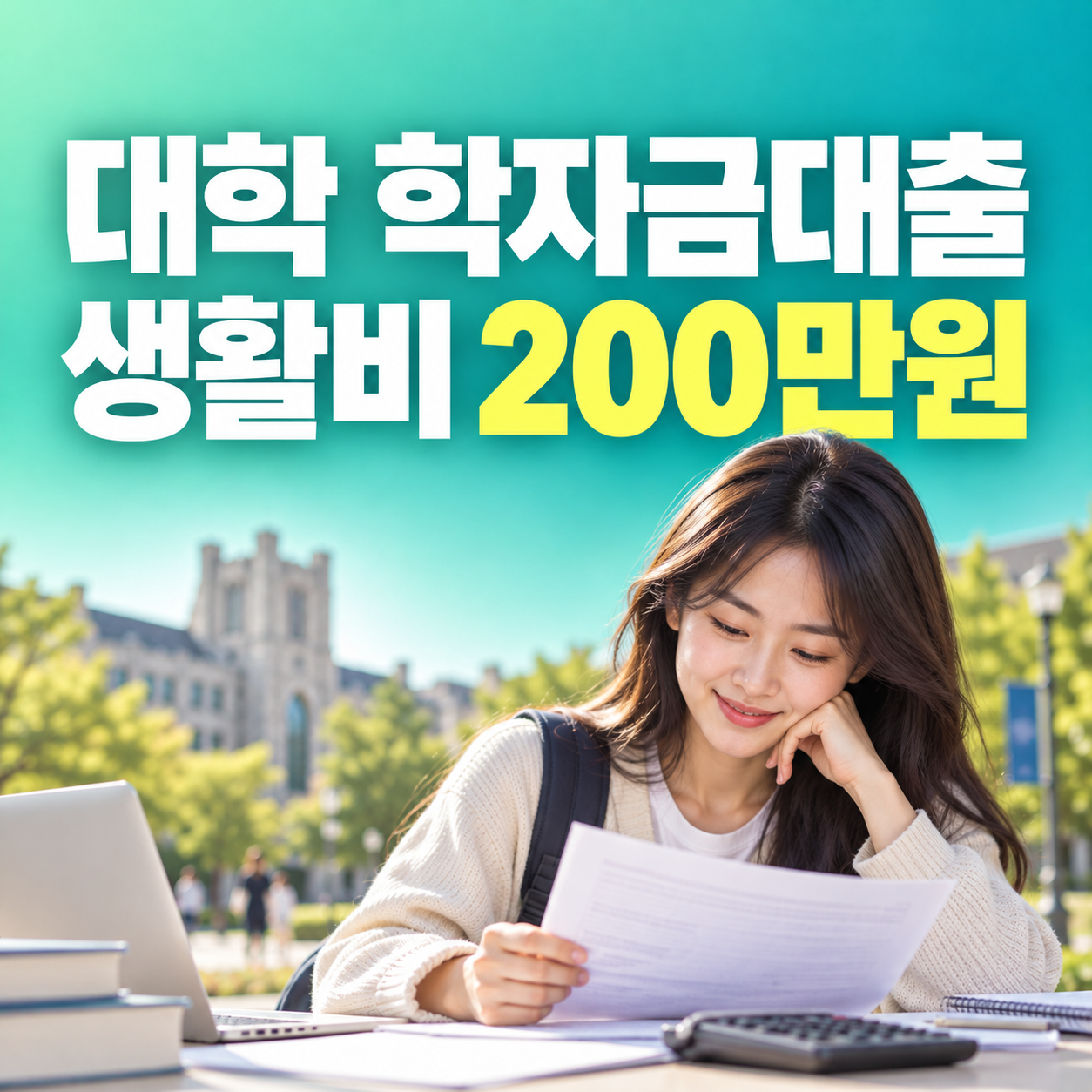 대학 학자금대출 등록금 전액 생활비 200만원 조건