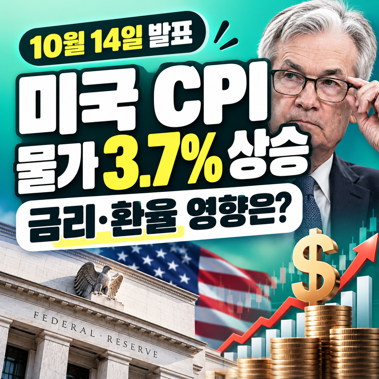 미국 CPI 발표일 10월 14일 물가상승률 3.7% 예상치와 금리 환율 영향
